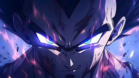 Dragon Ball Serious Vegeta with Glowing Eyes Desktop Wallpaper