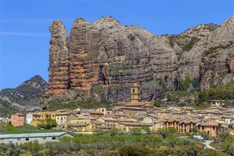 Aguero, Huesca, Spain stock photo. Image of belfry, hill - 1659516