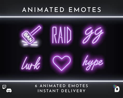 Twitch Emotes Neon Essentials Animated Purple - Etsy