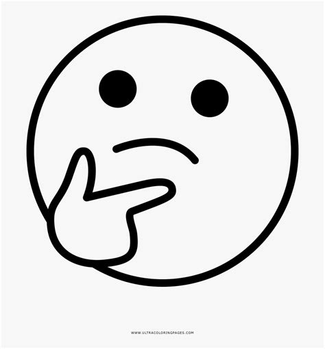 Thinking Face Coloring Page - Thinking Emoji Black And White, HD Png Download is free ...