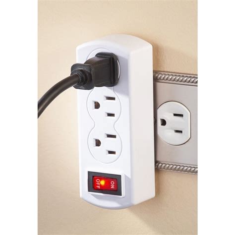 Triple Plug Outlet Adapter On/Off Switch Grounded Wall Tap Home Office ...