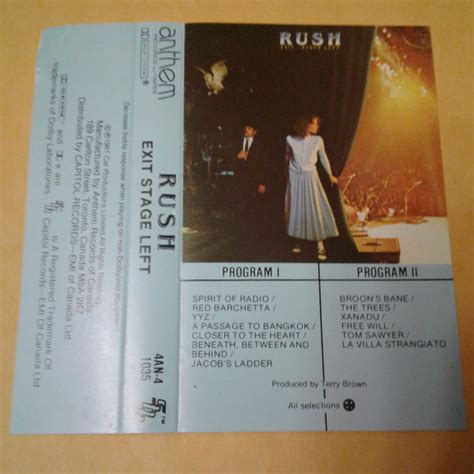 Rush – Exit...Stage Left (1981, Cassette) - Discogs