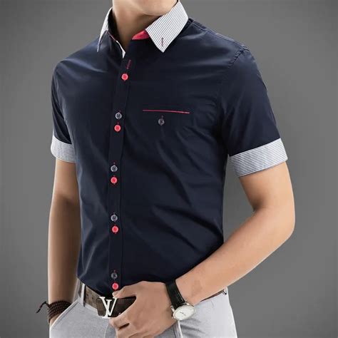 2016 New Brand Mens Dress Shirts Short Sleeve Casual Shirt Men Slim Fit Brand Design Formal ...