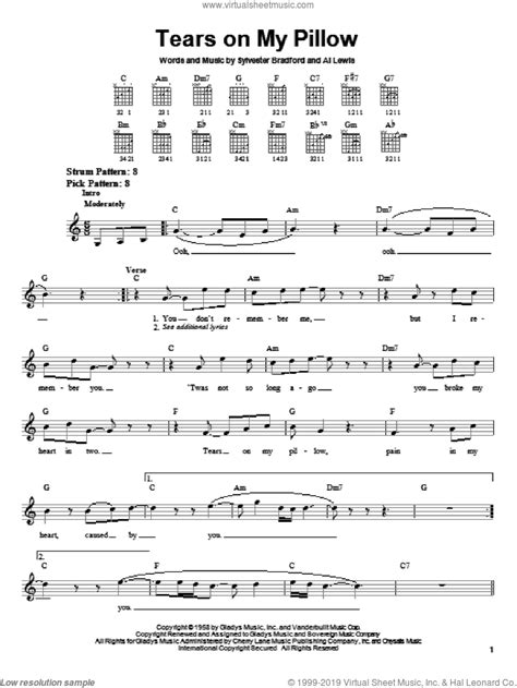 Tears On My Pillow sheet music for guitar solo (chords) (PDF)