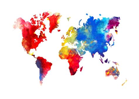 World Map Abstract Painting Print Poster