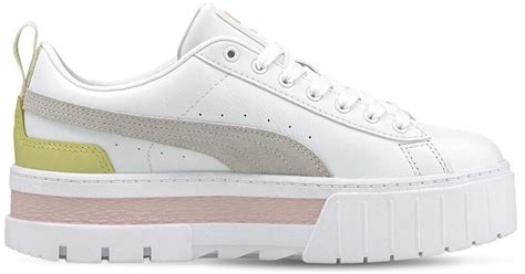 PUMA Mayze Platform Leather Sneakers in White/Pink (White) - Lyst