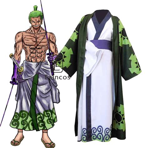 Anime One Piece Roronoa Zoro Cosplay Costume Wano Kuni Country Kimono ...