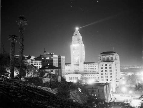 City Hall at night, downtown Los Angeles, 1951