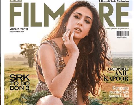 Sara Ali Khan features on the cover page of filmfare magazine.