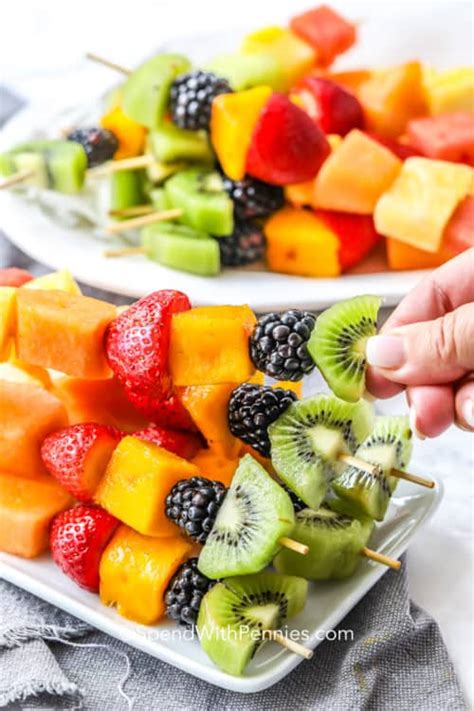 Rainbow Fruit Kabobs {and dip recipe} - Spend With Pennies