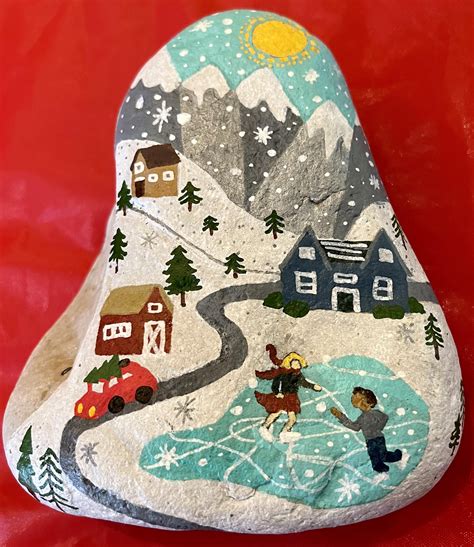 Winter themed rocks : r/rockpainting