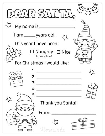 Free Printable Letter to Santa Templates