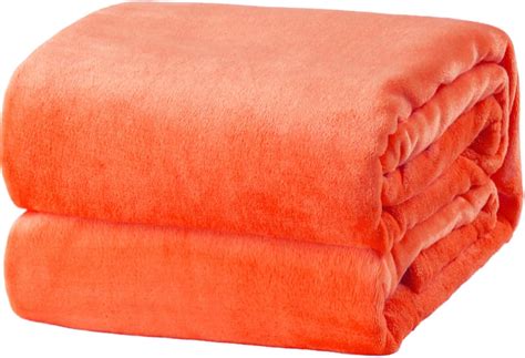 Bedsure Flannel Blankets Bedspread King Size Orange Large Bed Fleece ...