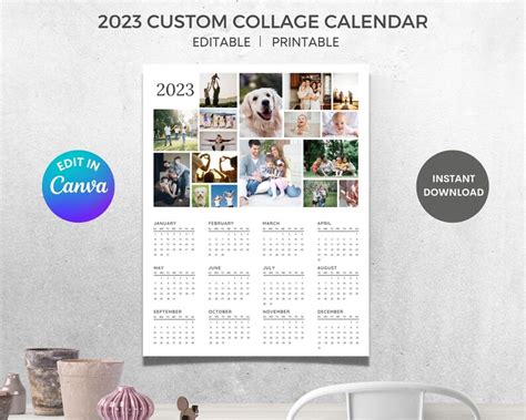 Custom Collage Calendar Printable, 2023 Photo Calendar, Custom ...