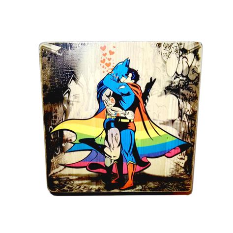 Batman gay print gay kiss comic Superman poster | Etsy