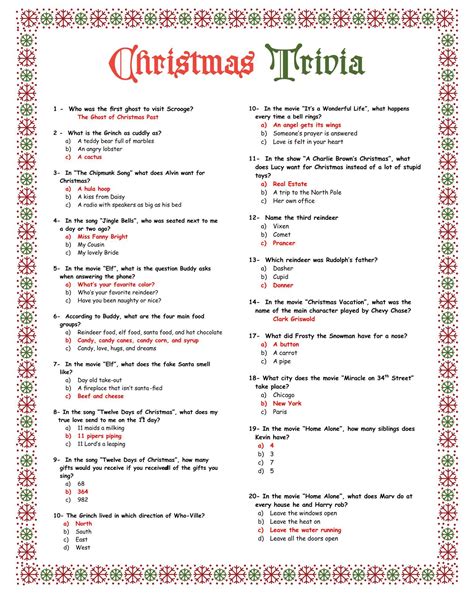 Easy Christmas Trivia - 10 Free PDF Printables | Printablee | Christmas trivia, Christmas games ...