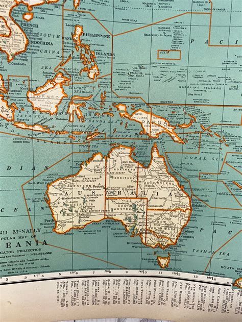 Oceania Historical Map 1937 Cool Old Map of Oceania Map for - Etsy