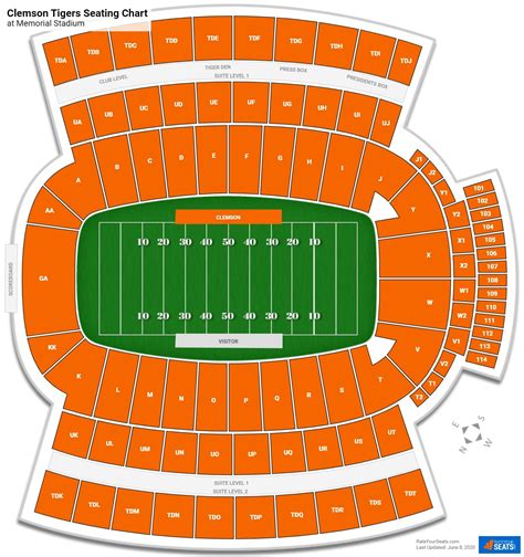 Clemson Memorial Stadium Interactive Seating Chart - Stadium Seating Chart