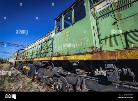 Old locomotive on Yaniv railway station, Chernobyl Nuclear Power Plant Zone of Alienation around ...