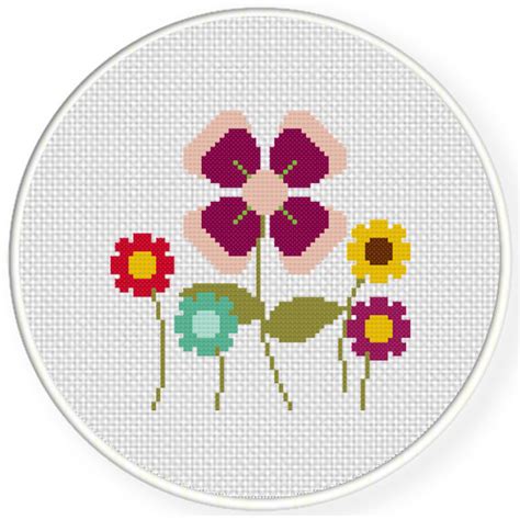 Charts Club Members Only: Pretty Simple Flowers Cross Stitch Pattern – Daily Cross Stitch