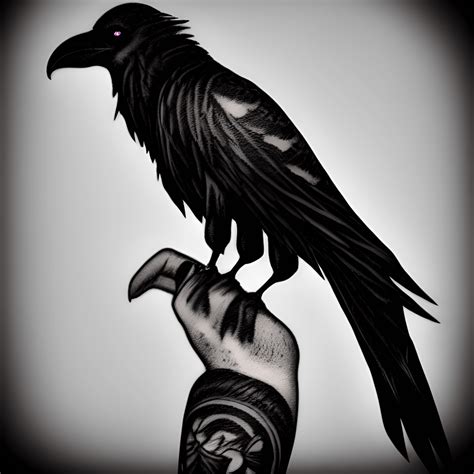 Gothic Raven Tattoo Grayscale · Creative Fabrica