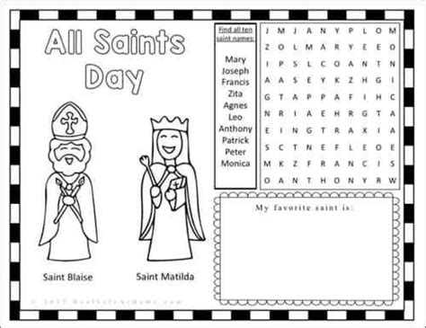 Awesome and Free All Saints Day Activity Sheet Printable