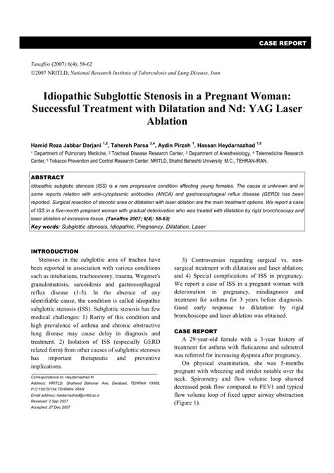 (PDF) Idiopathic Subglottic Stenosis in a Pregnant Woman: Successful ...