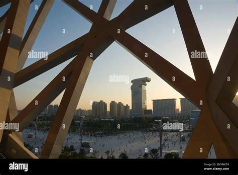 The national stadium the bird's nest inside Stock Photo - Alamy