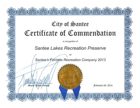 Certificate Of Commendation From The City Of Santee | Clip intended for Pageant Certificate ...