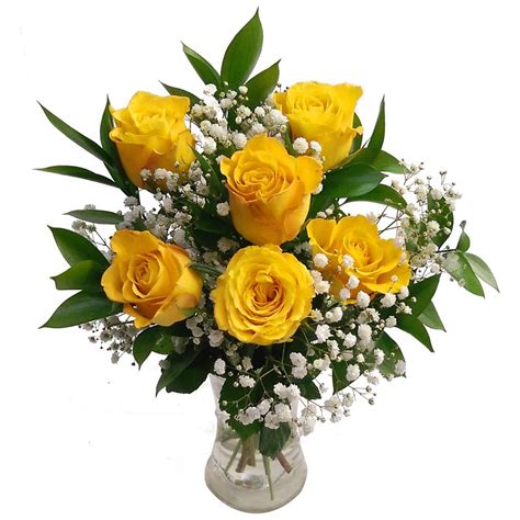 Send 6 Yellow Roses Bouquet - UK Next Day Delivery by Clare Florist