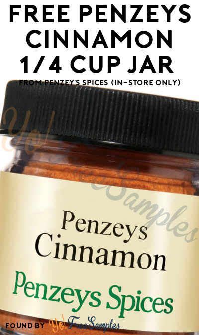 FREE Penzeys Cinnamon 1/4 Cup Jar From Penzey's Spices (In-Store Only)