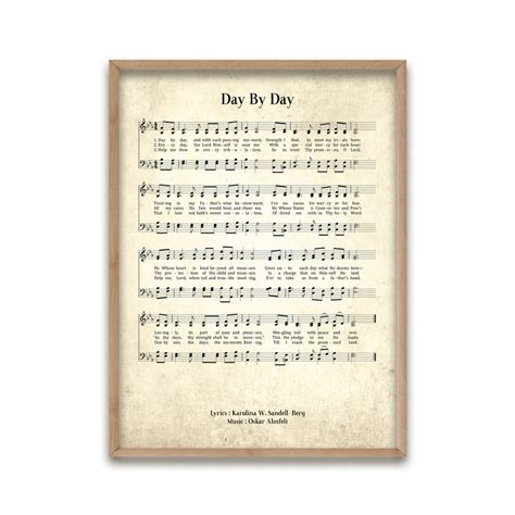 Day by Day Vintage Hymn Wall Art Print Biblical Sheet Music - Etsy