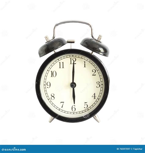 Alarm Clock Setting at 6 am or PM Isolated on White Background Stock ...