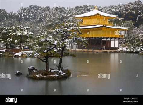 The Golden Pavilion in winter - Kyoto City Japan Stock Photo - Alamy