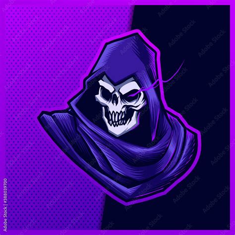 Purple Grim Reaper esport and sport mascot logo design with modern illustration concept style ...