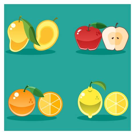 Premium Vector | Fruit collection mango apple orange lemon