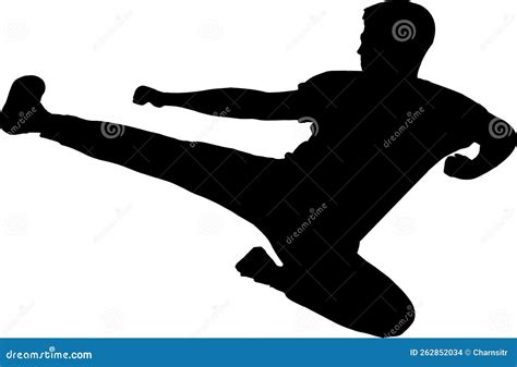 Silhouette Flying Side Kick Stock Vector - Illustration of logo, martial: 262852034