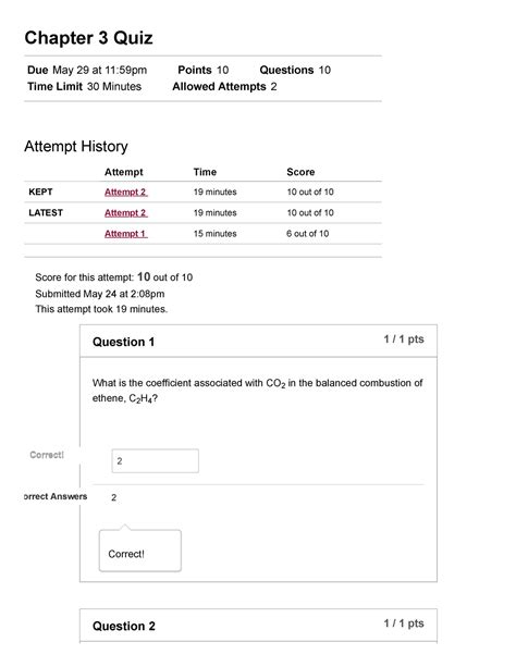 chapter 3 quiz chemistry - Chapter 3 Quiz Due May 29 at 11:59pm Points ...