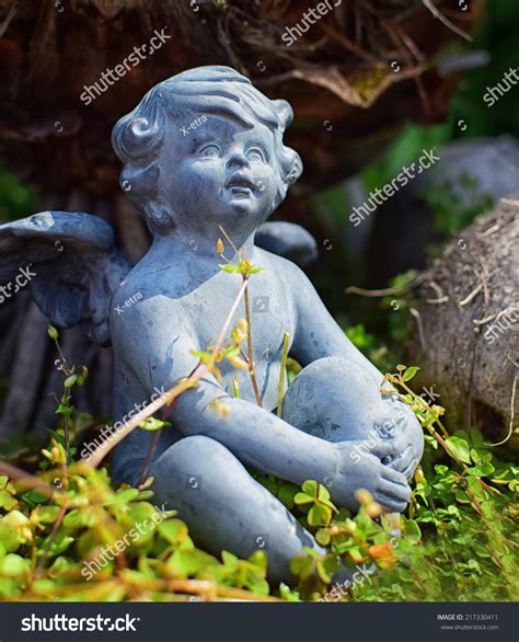 Beautiful Little Angel Statue Garden Detail Stock Photo 217330411 ...