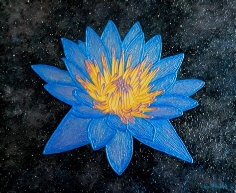 Lotus Galaxy - abstract blue lotus flower painting by Liza Wheeler ...