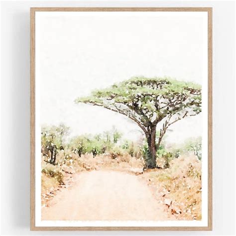 African Landscape Wall Art Watercolor Print Digital Download - Etsy