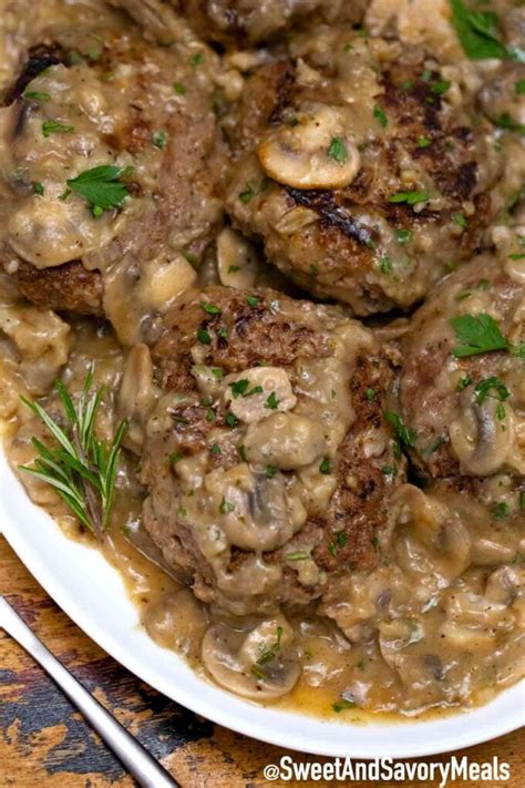 Hamburger Steak with Mushroom Gravy - Sweet and Savory Meals