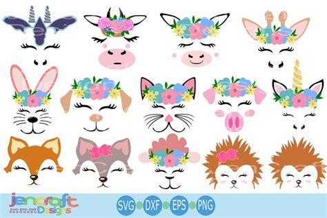 Cute Animal Faces Svg Bundle Digital Cutting files Clipart