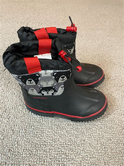 Target Baby Togs Black Waterproof Rain / Snow Boots Boys sz 7/8 | eBay