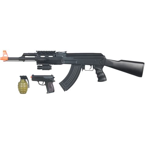 CYMA Airsoft Tactical AK47 AEG Package w/ Accessories - BLACK | Airsoft Megastore