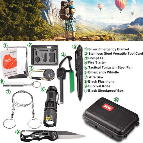 EMDMAK Survival Kit Outdoor Emergency Gear Kit with Emergency Survival Tent for Camping Hiking ...