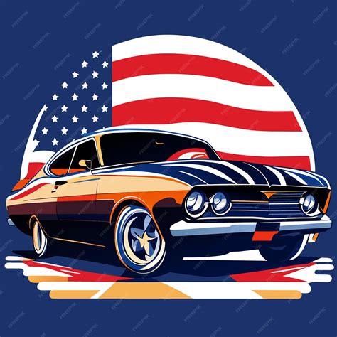 Premium Vector | Vintage car with usa flag color palette