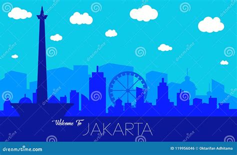 Jakarta City Skyline Silhouette Stock Vector - Illustration of ...