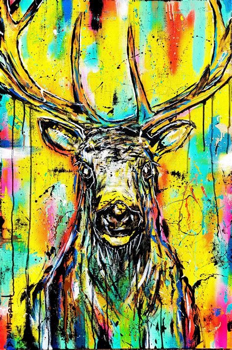 DEER ON CANVAS - Etsy