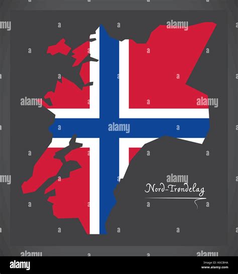 Nord-Trondelag map of Norway with Norwegian national flag illustration ...